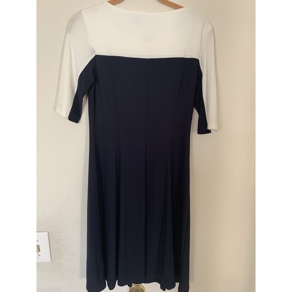 Lauren Ralph Lauren Navy and White Color Block Midi Dress Size 4 - Picture 10 of 11